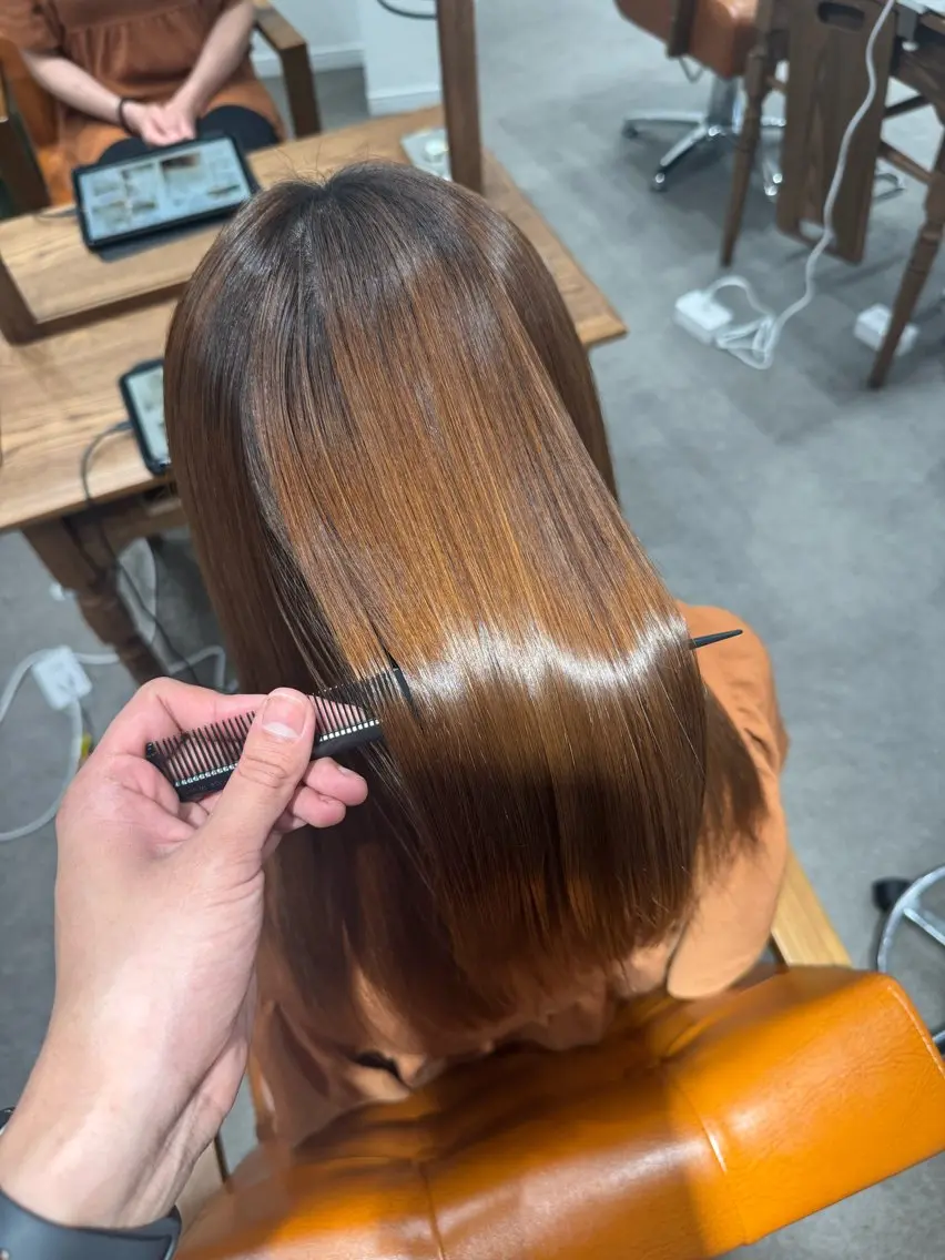 ロング カット 縮毛矯正 トリートメント 髪質改善縮毛✨ 泉谷彪芽のヘアスタイル