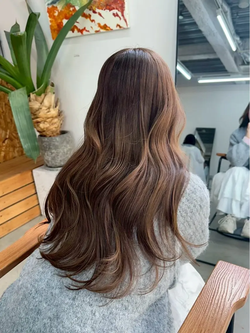 ロング カット ヘアカラー まさとレイヤーカット 透け感カラー/心斎橋のヘアスタイル