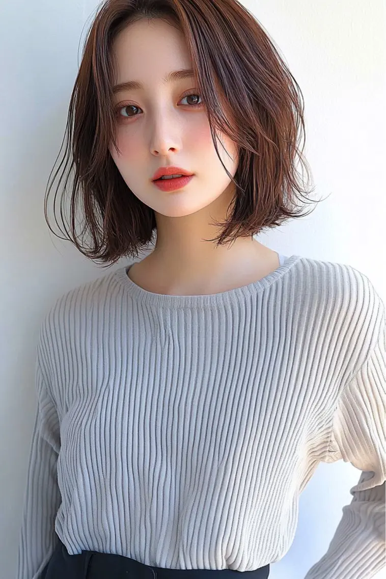 ミディアム カラー ベージュカラー 透明感カラー イルミナカラー 小顔カット ヘアカラー 成城美容室 YOSHIMURAのヘアスタイル