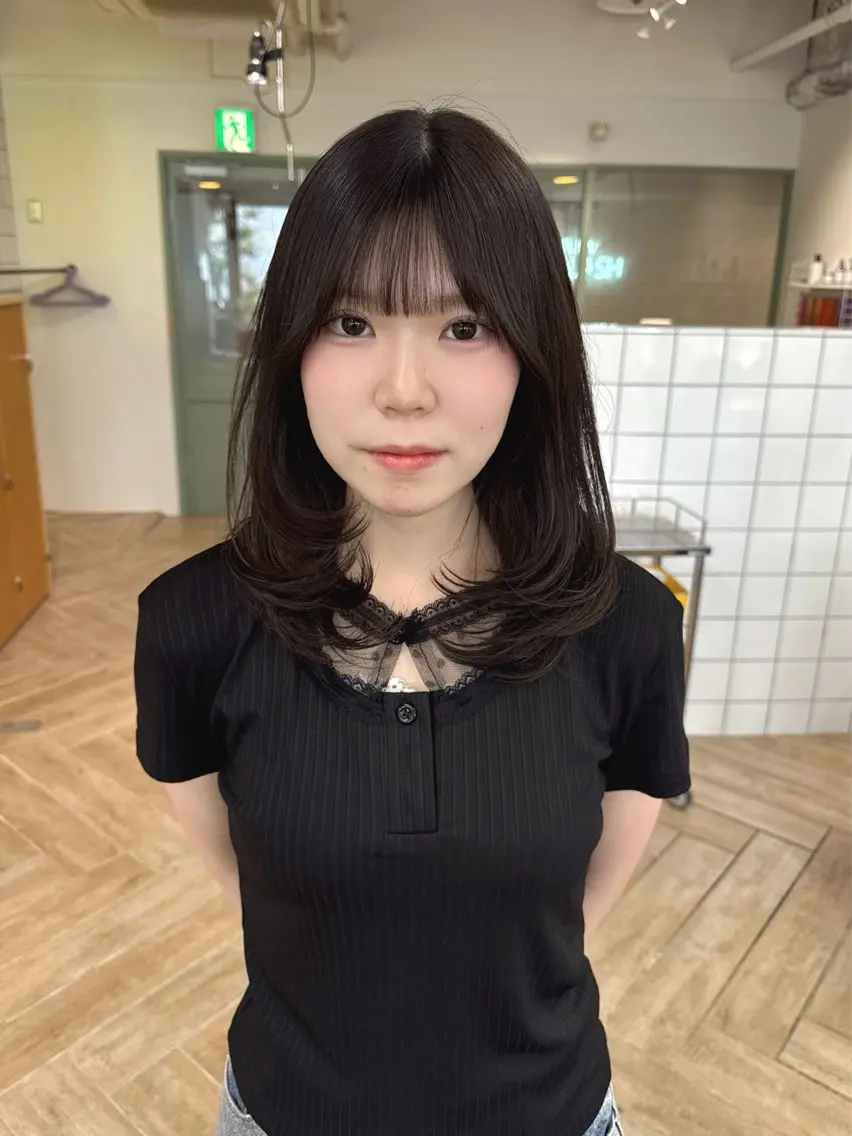 ミディアム カット ヘアカラー トリートメント ダブルカラーベージュ 新潟/万代/髙橋魁真のヘアスタイル