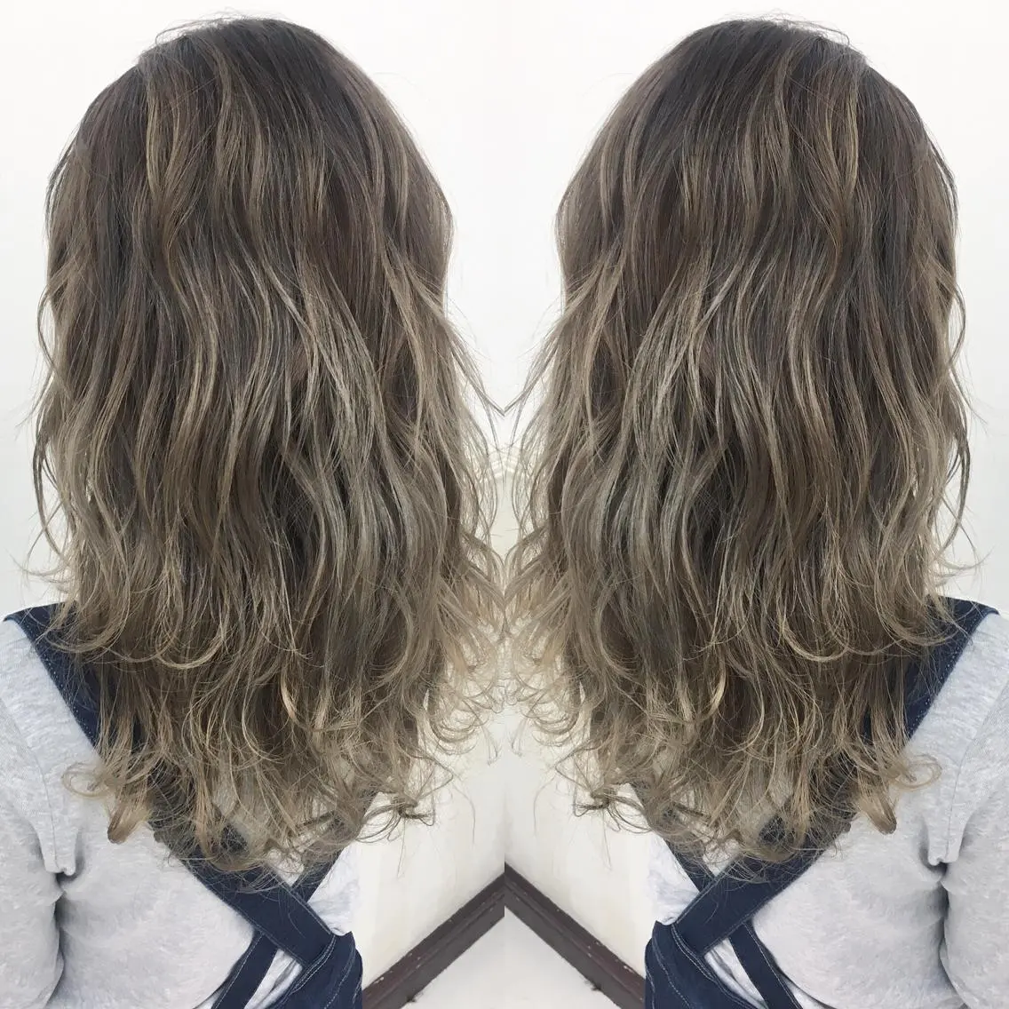 ロング カラー バレイヤージュ グレージュ レイヤーカット カット ヘアカラー ブリーチ/バレイヤ ージュ川端裕司のヘアスタイル