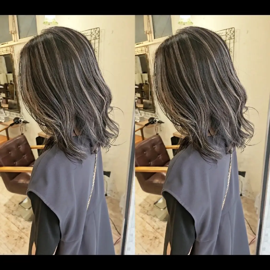 ミディアム ハイライト レイヤーカット ヘアカラー バレイヤージュ/ ハイライト/大内格のヘアスタイル