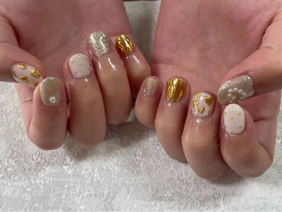 ネイル オーロラネイル フットネイル フレンチネイル ジェルネイル ハート ハンドネイル kiki nail &brow二子玉川のネイルデザイン