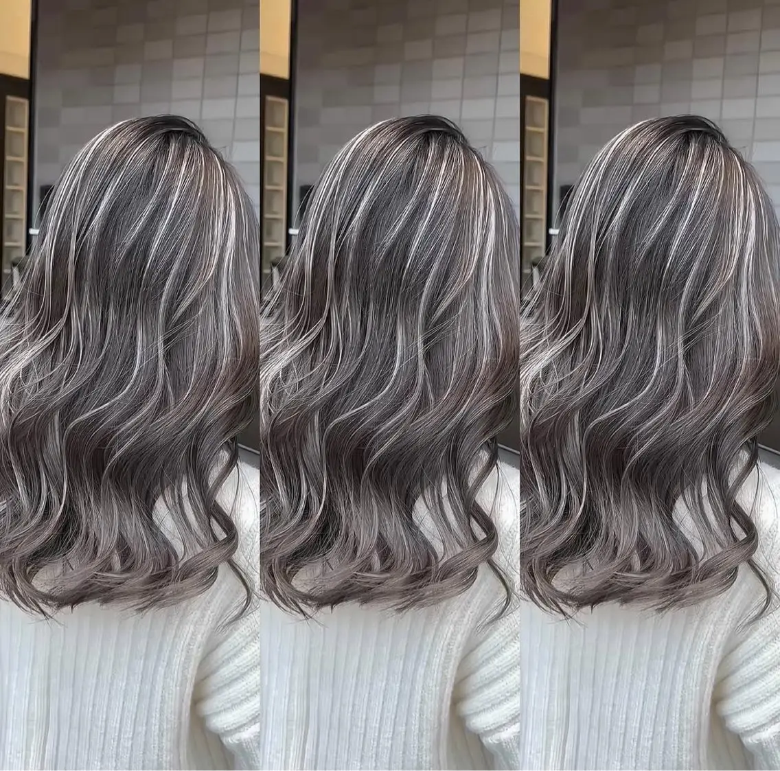 ロング ヘアカラー ハイトーン デザインカラーのヘアスタイル