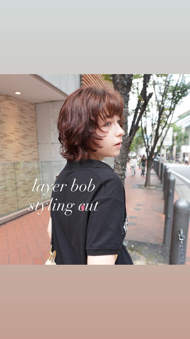 ショート ボブレイヤー ボブ レイヤーカット カット ヘアカラー トリートメント 艶カラー/似合わせ /髙橋恵永のヘアスタイル