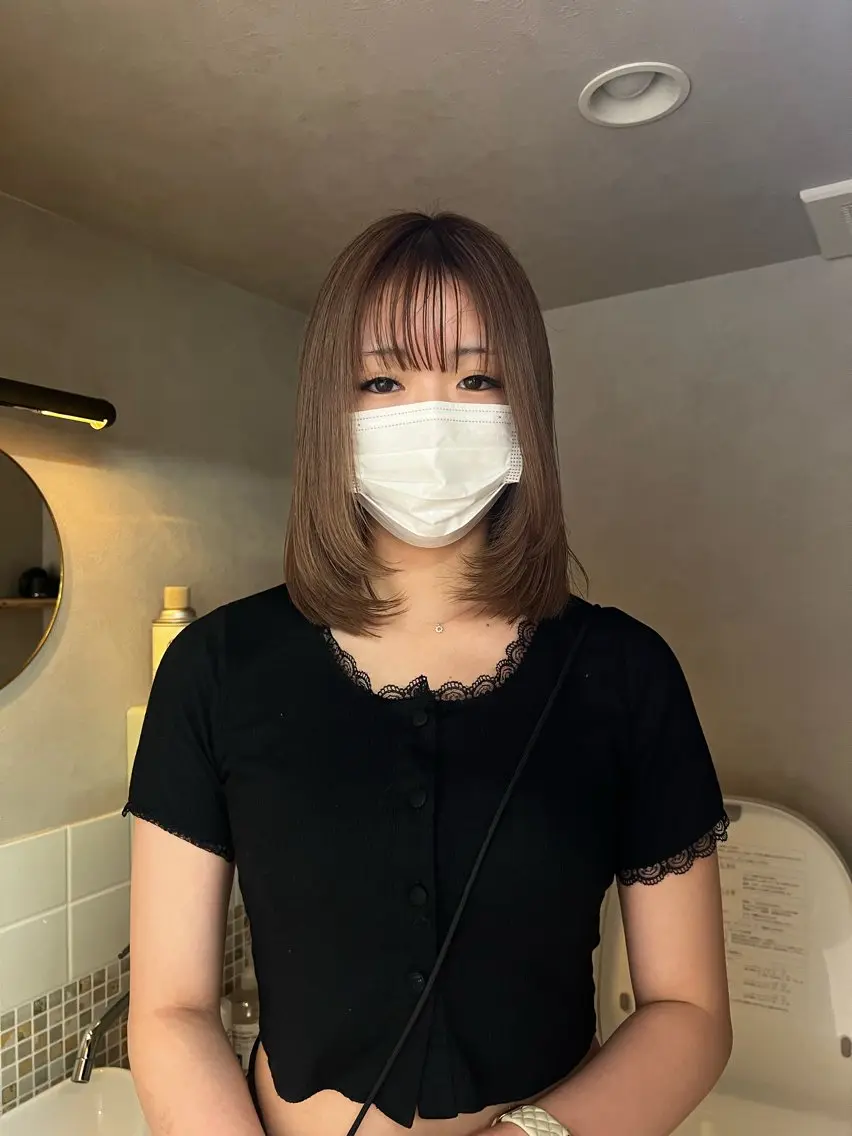 セミロング カラー nishido ハイライト/パーマのヘアスタイル