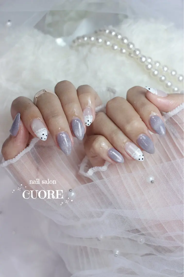 ネイル ドット レース マグネットネイル シンプルネイル ハンドネイル nail salon CUOREのネイルデザイン