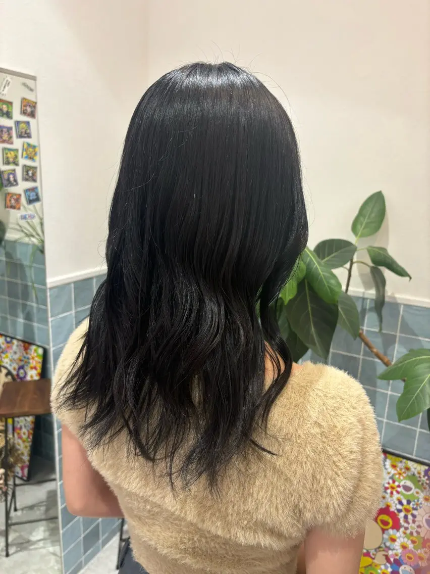 🍎 バイト前・就活前に!🍎黒染めサポートプラン(ワンカラー)➕Aujua3STEPトリートメント🧴🫧の写真
