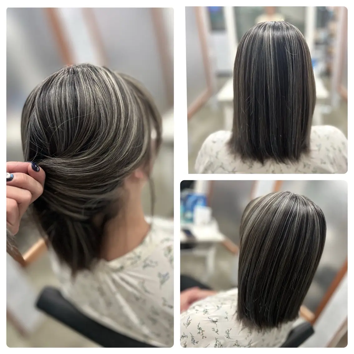 ミディアム カラー ブリーチ グレージュ ハイライトカラー ハイライト ヘアカラー トリートメント Style Tのヘアスタイル