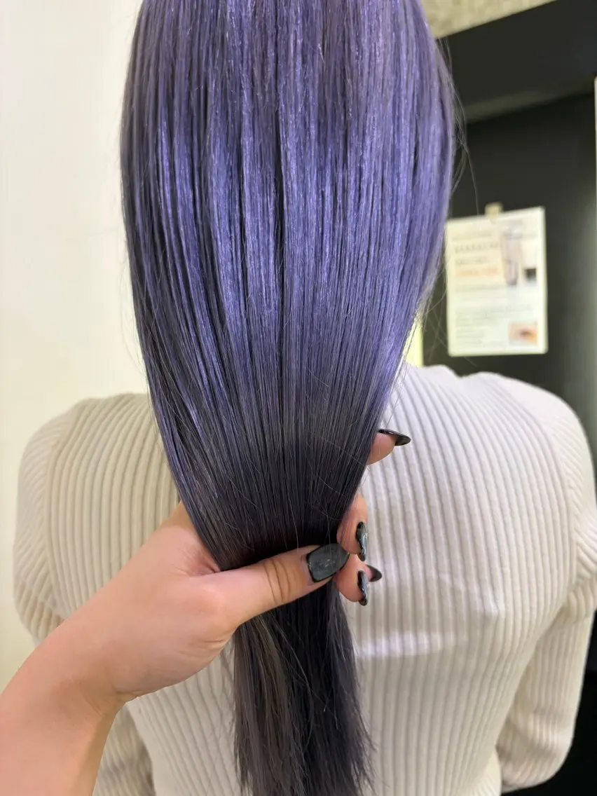 ロング カラー ブリーチ パープルカラー 🍵rinka 🍵カラーモデル募集のヘアスタイル