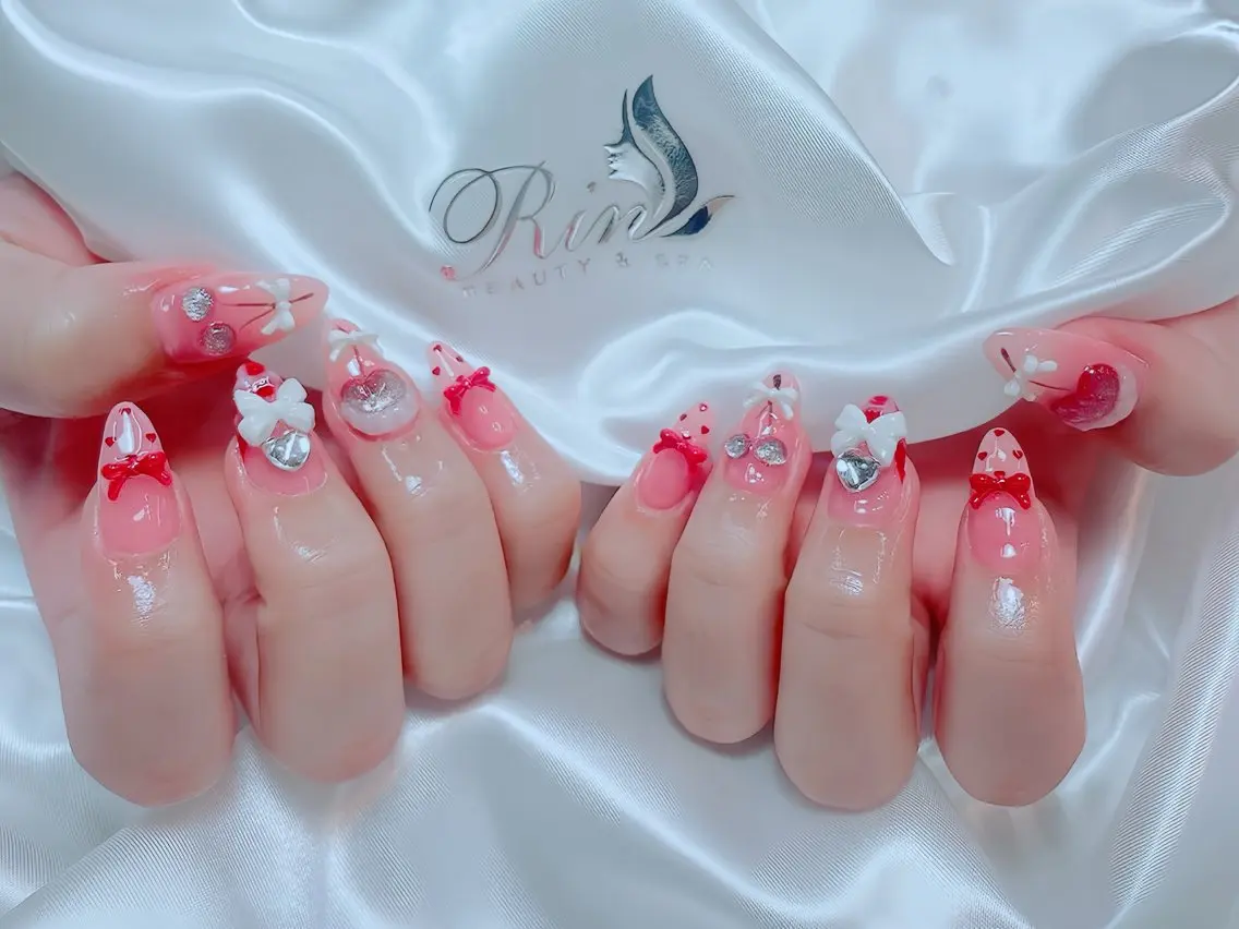 ネイル アートネイル フレンチネイル キラキラネイル 韓国ネイル 水色 Rin Nail 新大久保店のネイルデザイン