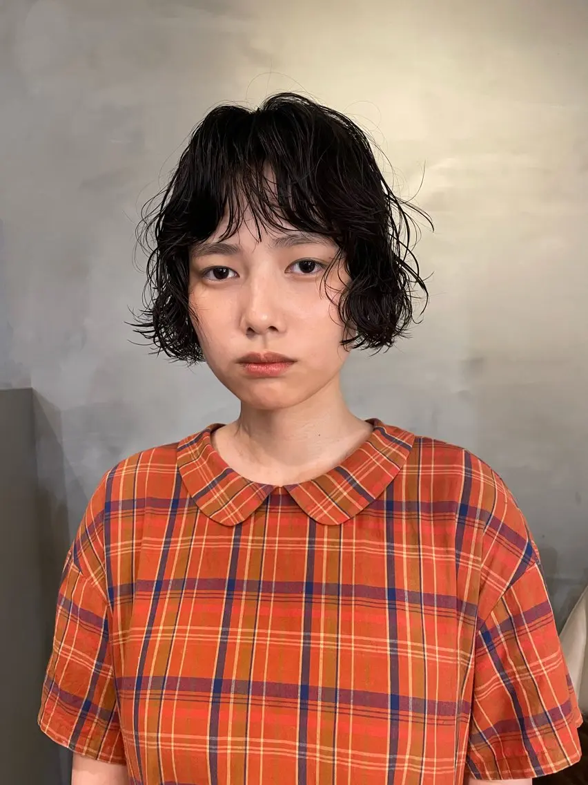 ミディアム パーマ ミディアムパーマ ボブ 似合わせカット 長島 舞のヘアスタイル