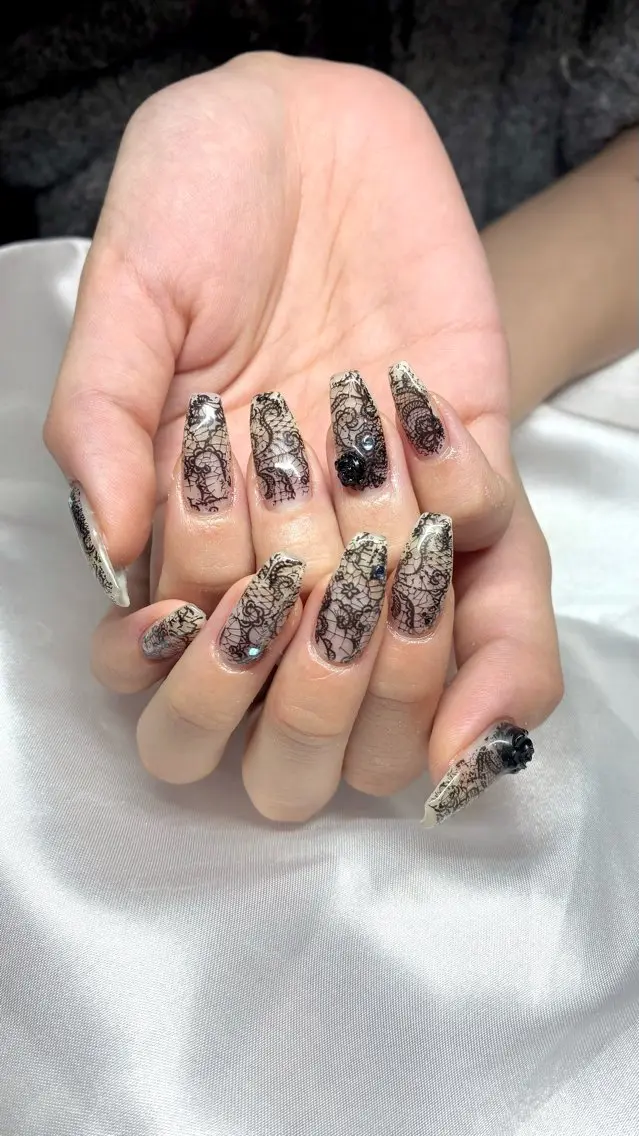 ネイル レース ハンドネイル Nail ヌシん家 AKANEのネイルデザイン
