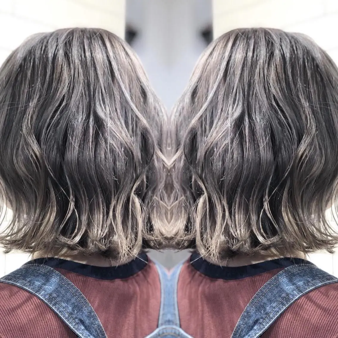 ミディアム カラー ヘアアレンジ 髪質改善×ハイトーン 中田啄也のヘアスタイル