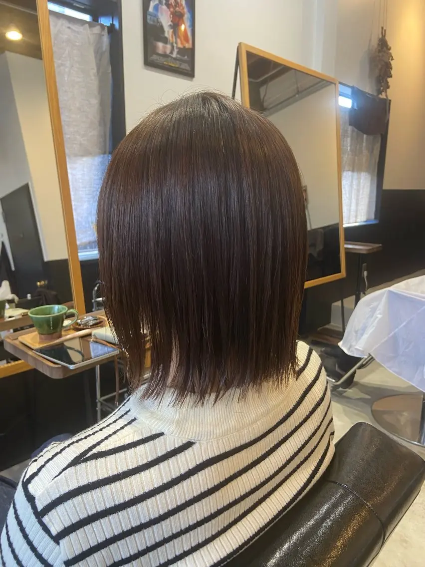 ミディアム 切りっぱなしボブ ボブ 縮毛矯正 縮毛矯正 💫縮毛矯正/ カット💫徳永あい子のヘアスタイル