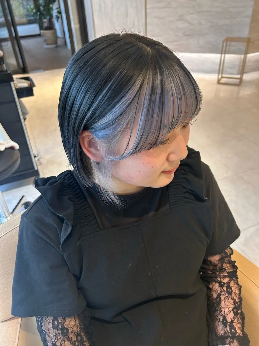 ミディアム ミストバング 顔周りカット ヘアカラー 🩶kind虎井遥音 カットモデル募集🩶のヘアスタイル