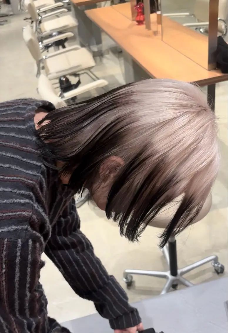 ショート カラー メンズ ボブ 落ちる黒 森崎雄斗のヘアスタイル