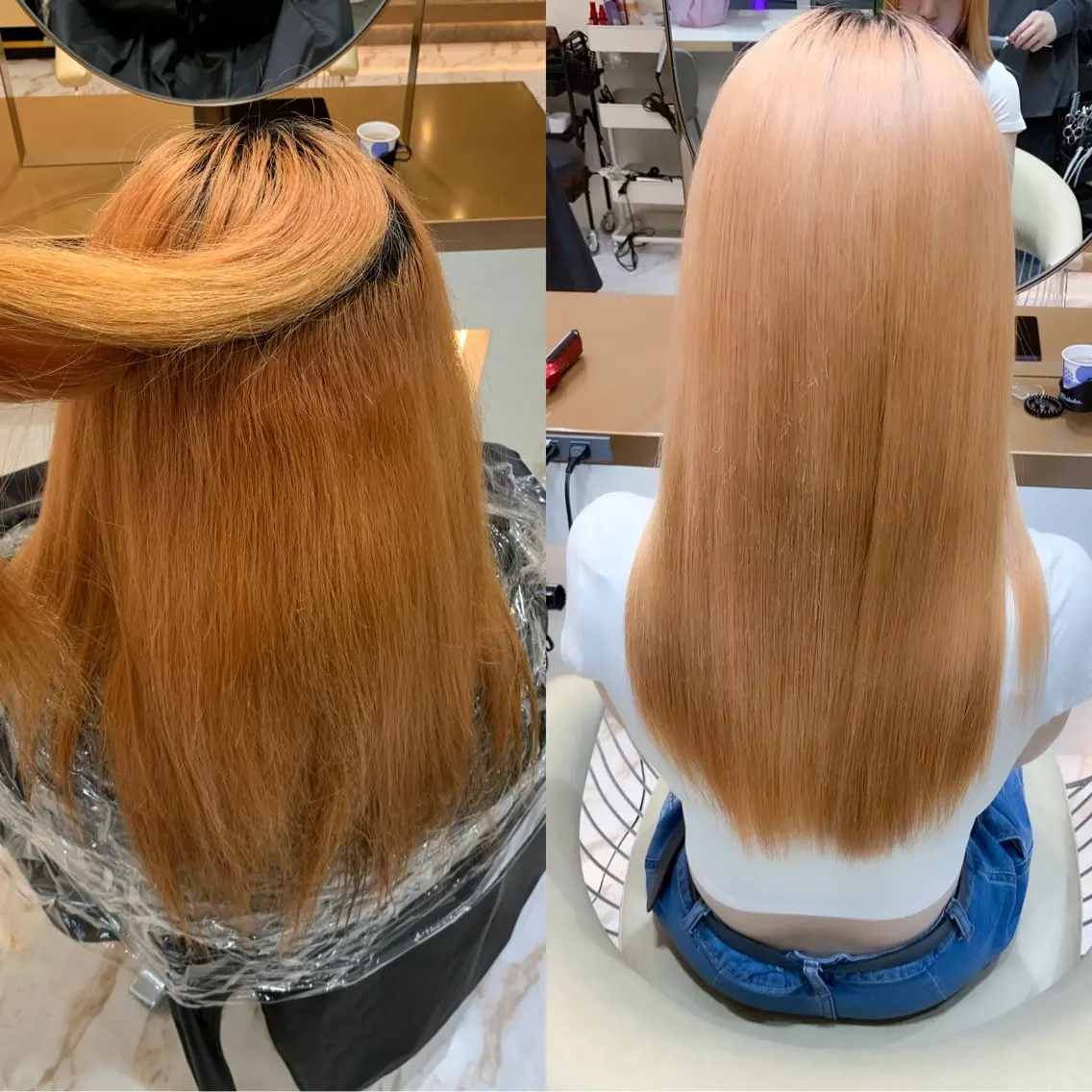 ミディアム カラー パーマ ブリーチ 縮毛矯正 ✨美髪矯正×髪質改善 🍎カイト🍎渋谷のヘアスタイル