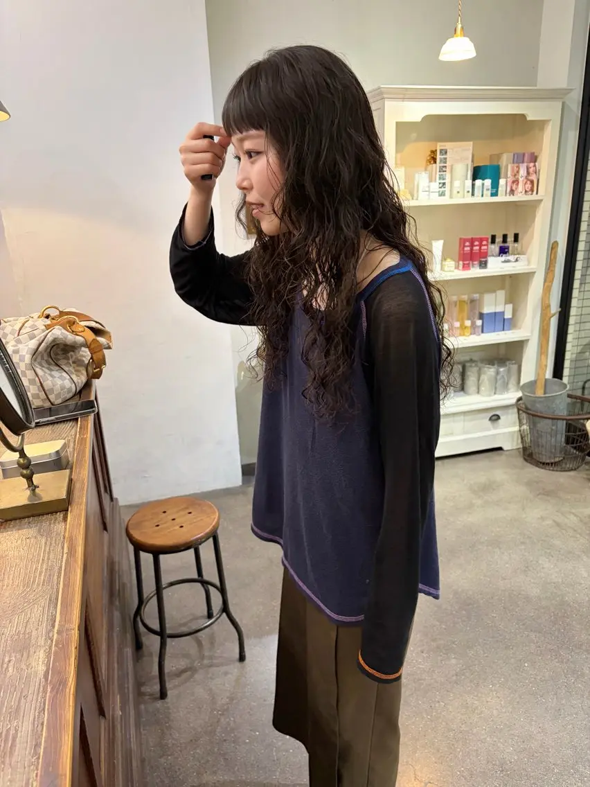 ロング パーマ レイヤーカット ロング カット パーマ 千葉 郁也のヘアスタイル