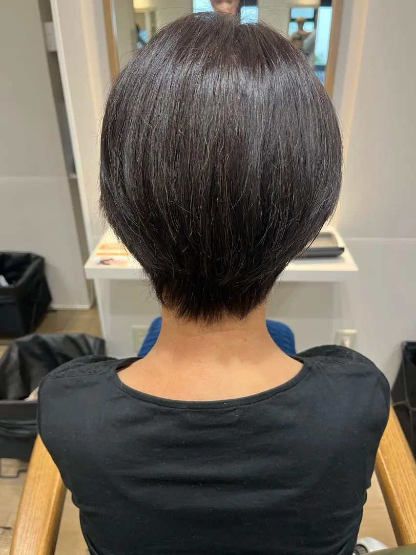 ショート カラー 黒髪 ブラウンカラー 小鴨 美佳のヘアスタイル
