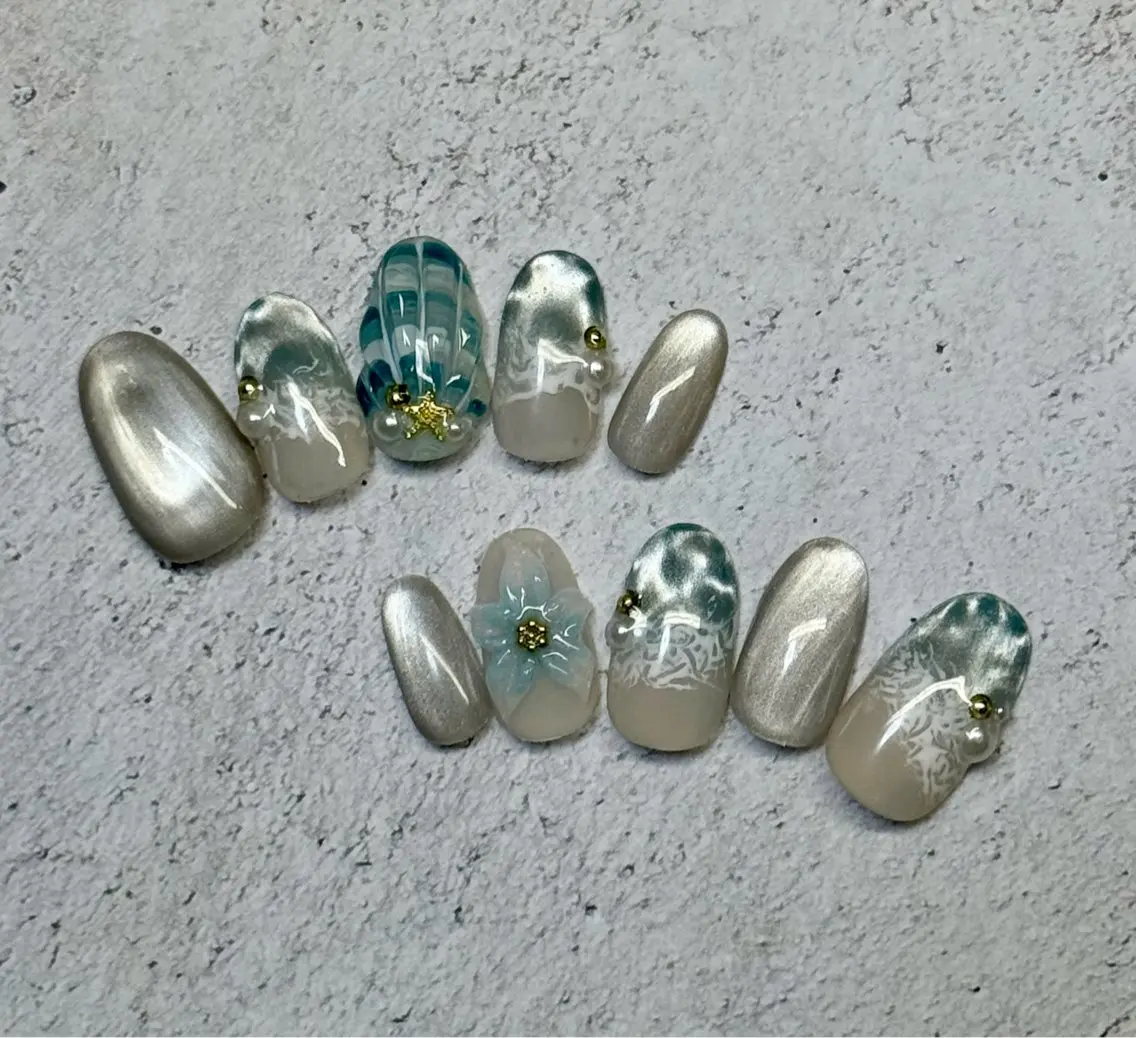ネイル アニマル柄 アートネイル チークネイル フラッシュネイル フラッシュマグ Mai’s nailのネイルデザイン