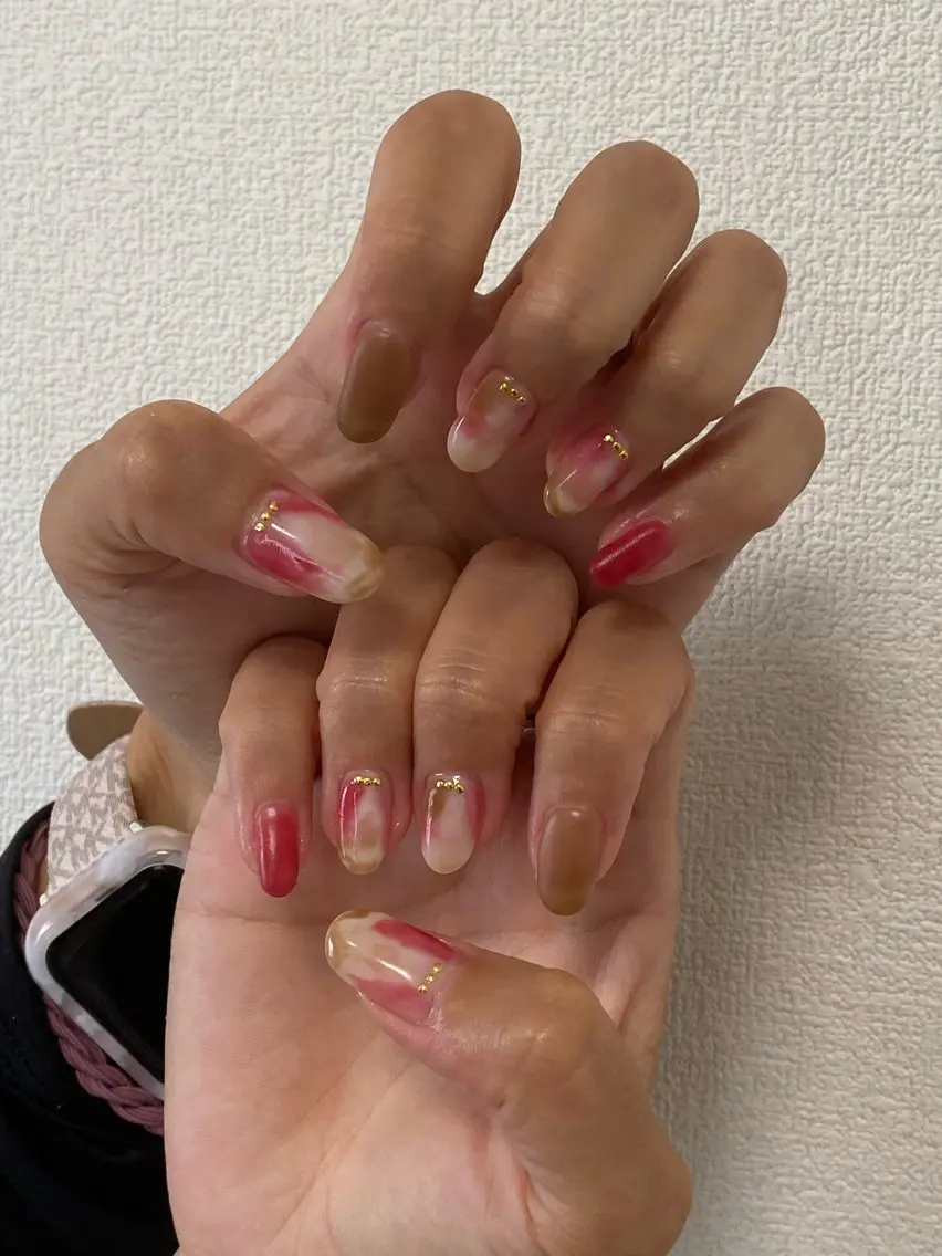 ネイル 大理石ネイル(マーブル) ハンドネイル 自宅サロン FeelFreeのマツエク・マツパデザイン