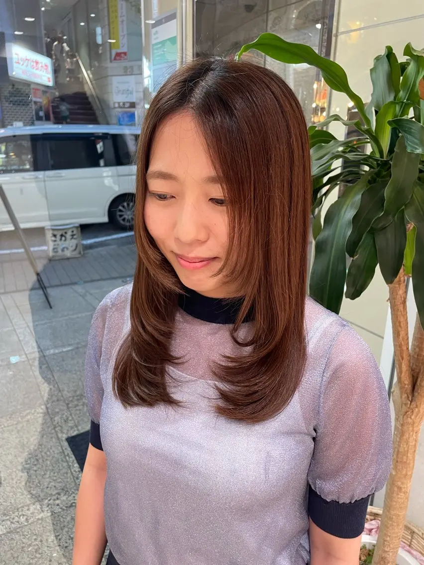 ロング 韓国風ヘア レイヤーカット カット レイヤー×ハイライト 🌷RINA🌷のヘアスタイル