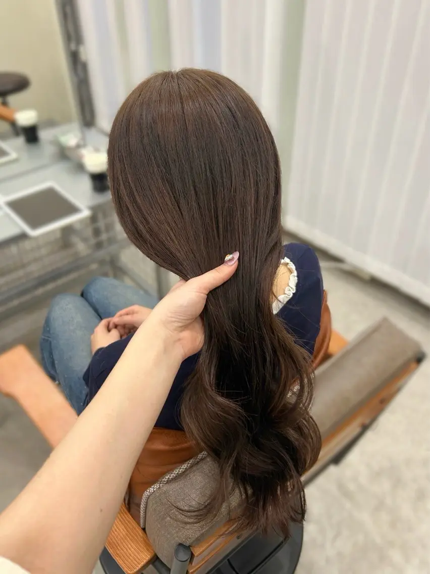 ロング カット ヘアカラー トリートメント MIDORI🎀 透明感/ベージュのヘアスタイル