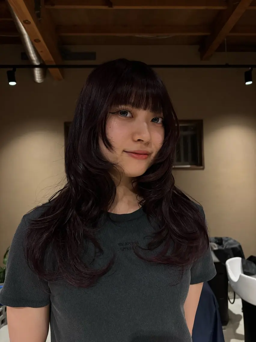 ロング ヘアカラー トリートメント 中津/透明感カラー 上村 菜緒のヘアスタイル