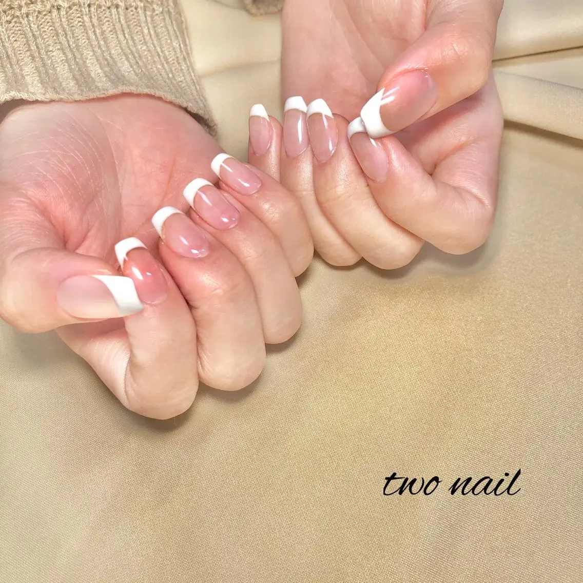 ネイル アートネイル フットネイル ハート ニュアンスネイル ホワイト two nailのネイルデザイン