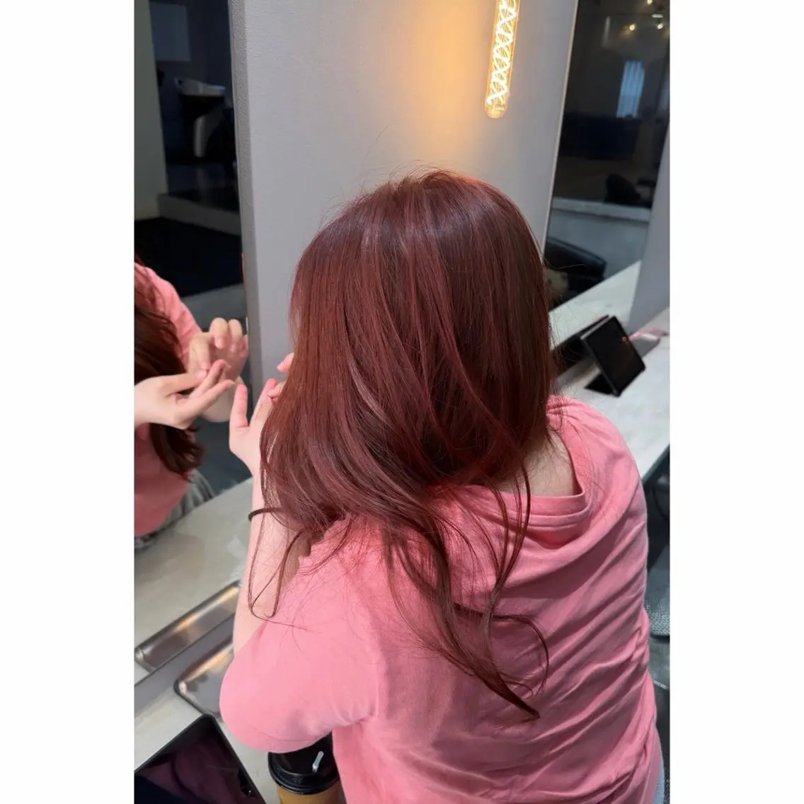ロング カラー ブリーチ ブリーチなしカラー レッドカラー カット ヘアカラー トリートメント beaute錦糸町 🦖⋆͛yuka💚のヘアスタイル