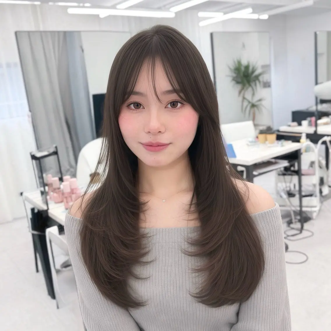 ロング カラー 透明感カラー 韓国風ヘア レイヤーカット 似合わせカット カット ヘアカラー トリートメント 韓国レイヤー× 顔まわり🕊️テルのヘアスタイル