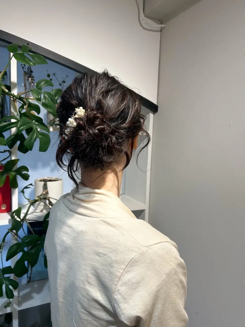 セミロング ヘアセット アレンジ/新宿 透明感カラー/ヤノのヘアスタイル
