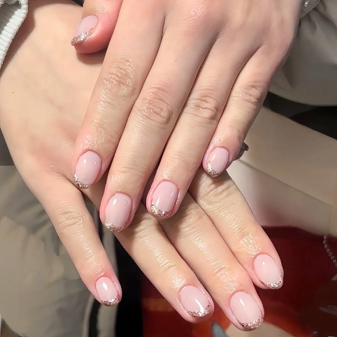 ネイル フレンチネイル ラメ(グリッター) ✴︎shui ✴︎のマツエク・マツパデザイン