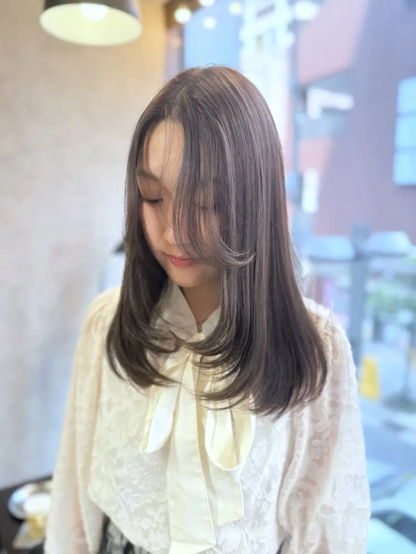 セミロング カラー 韓国風ヘア トリートメント カット ヘアカラー トリートメント miyu♡̷̷ 韓国ヘア/顔まわりのヘアスタイル