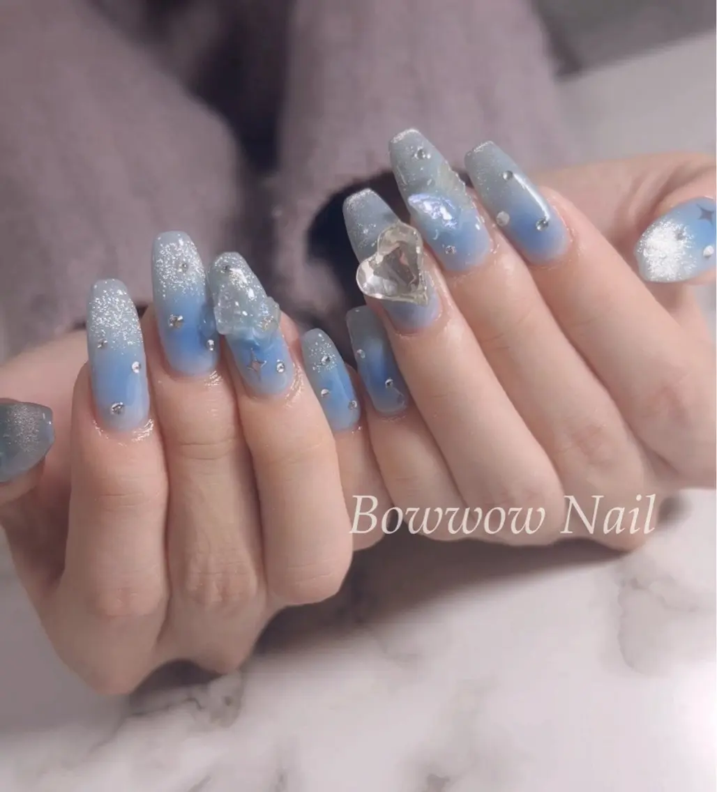 ネイル ラメ(グリッター) マグネットネイル バレンタイン Bow wow Nail さや🧸のネイルデザイン