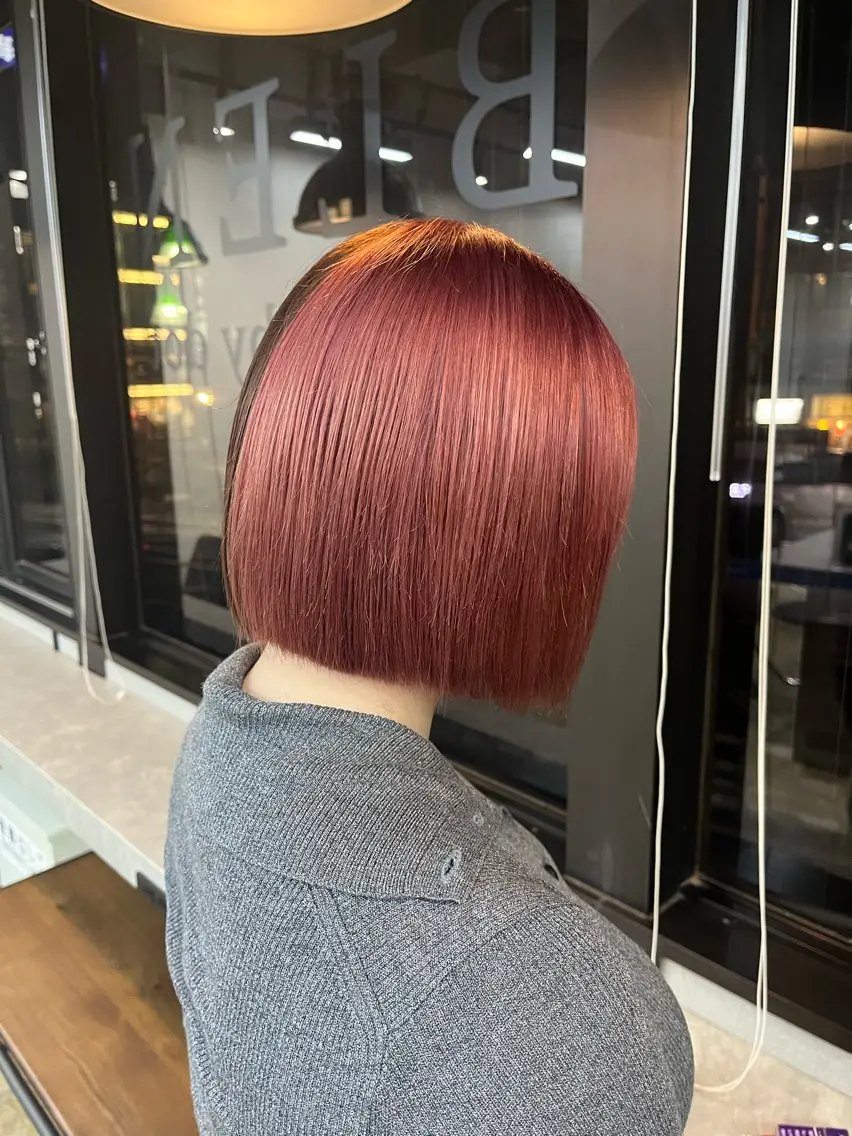 ミディアム カラー ブラウンカラー ピンクカラー ボブ 【‪カット550円】 🌟ユズハのヘアスタイル