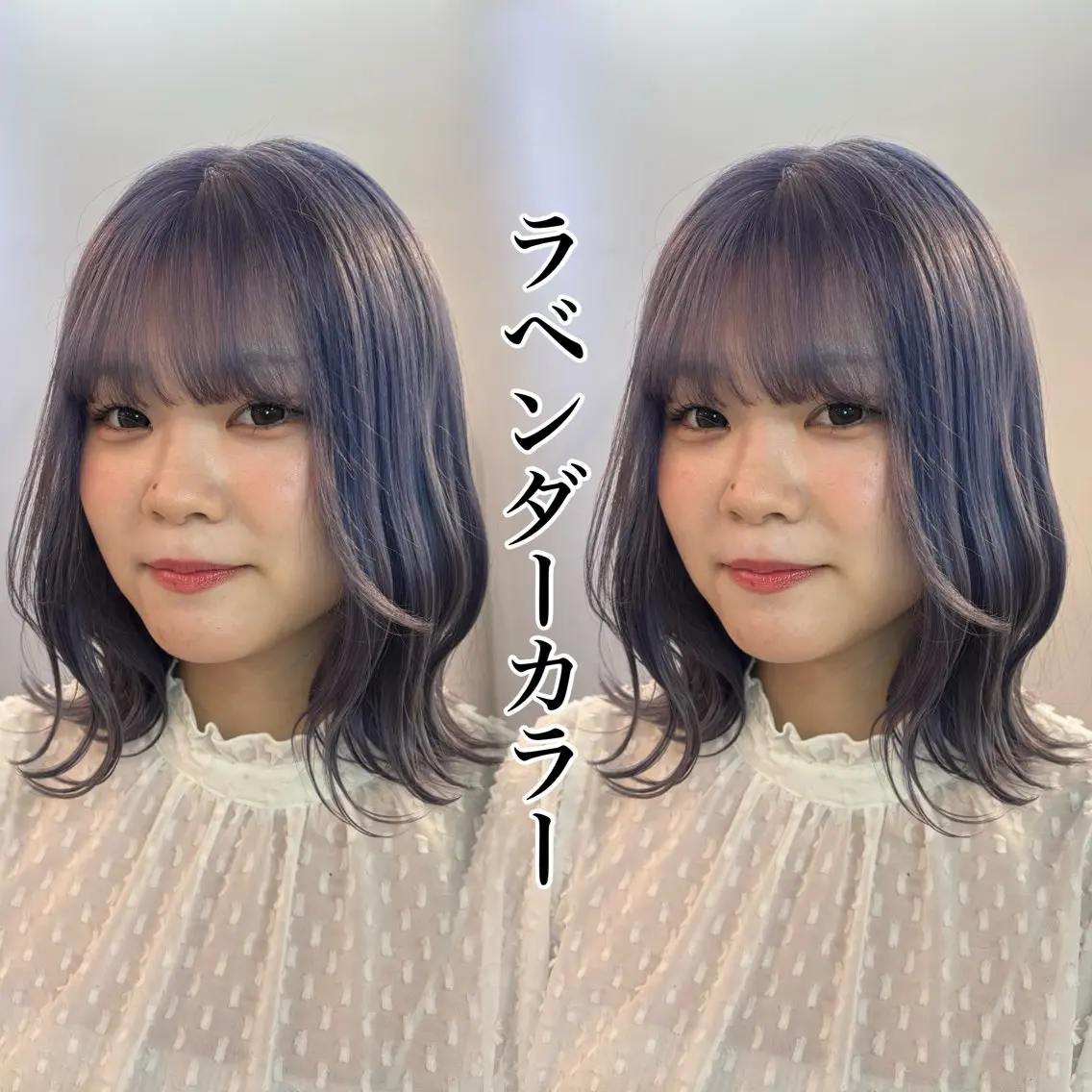 ミディアム カラー ブリーチ ラベンダーカラー カット ヘアカラー The Ect Q'n🍑MOMOのヘアスタイル