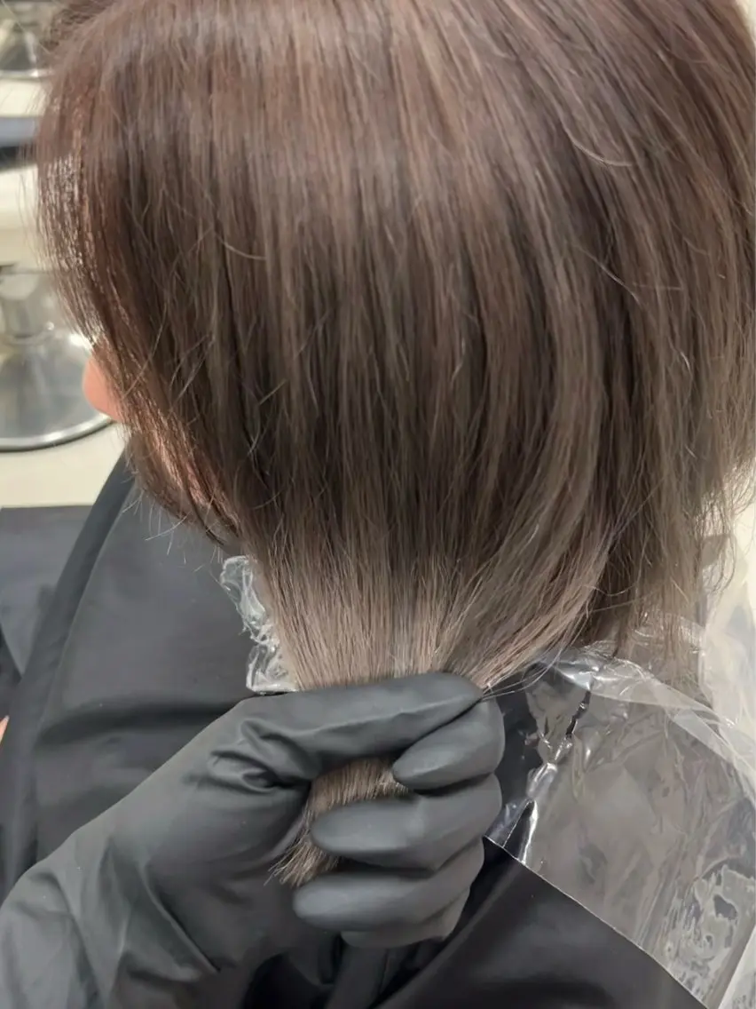 ミディアム アッシュ アッシュグレー バレイヤージュ/ヘア アレンジ/shionのヘアスタイル