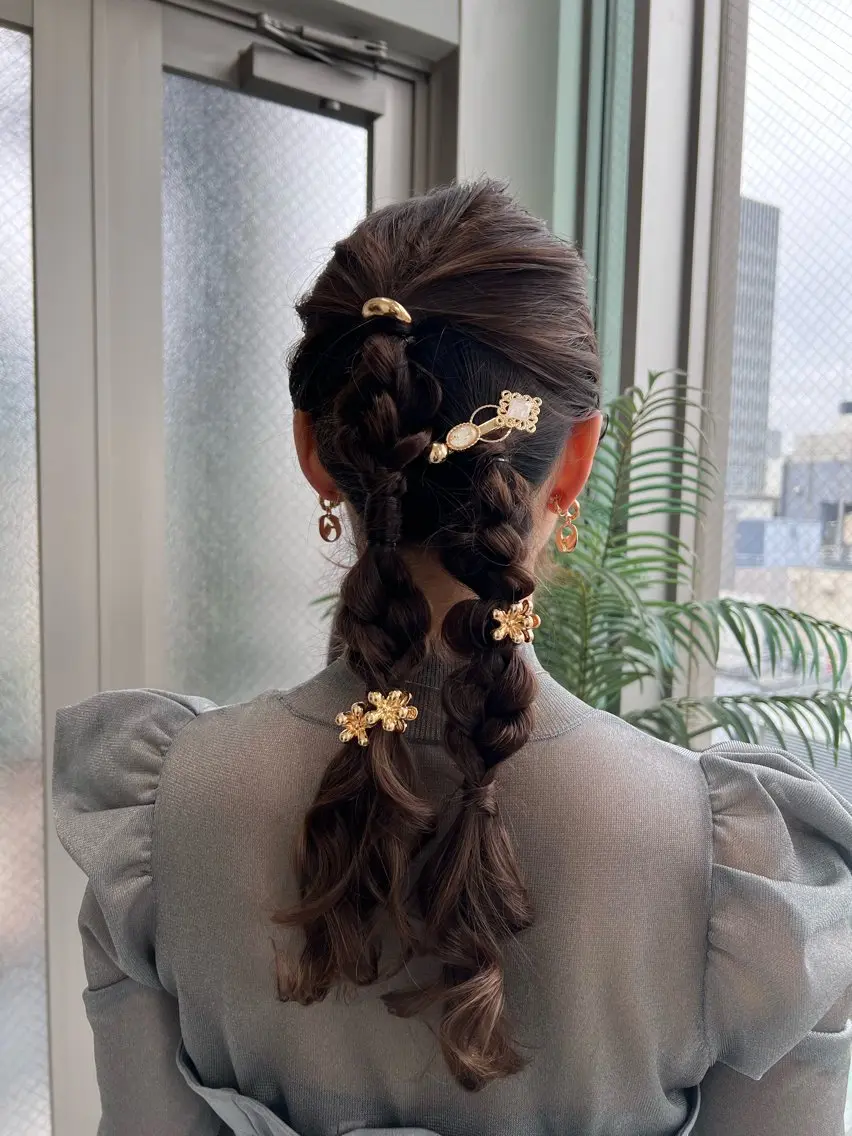 ロング カラー ヘアアレンジ ヘアセット ✨カチモリ✨レイヤー 韓国ヘア🇰🇷ゆいのヘアスタイル