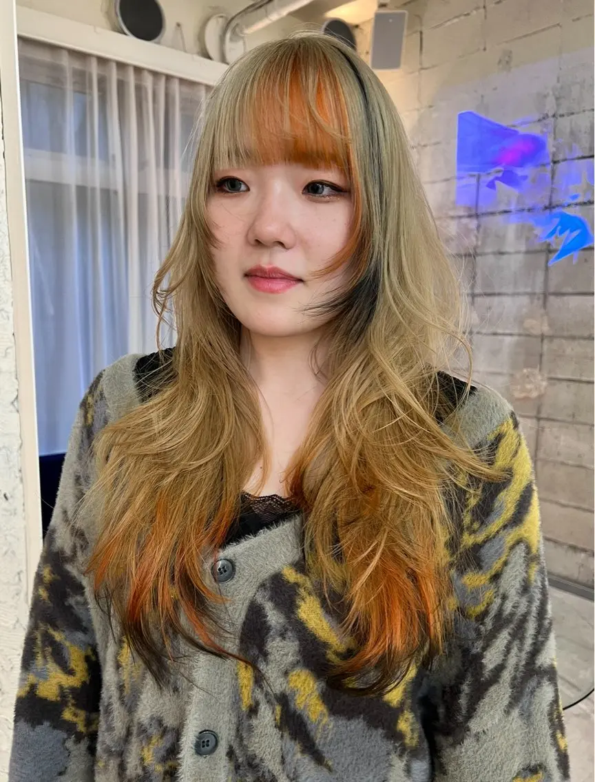 ロング カラー カット ヘアカラー 圧倒的デザイン力 店長🎨RENAのヘアスタイル