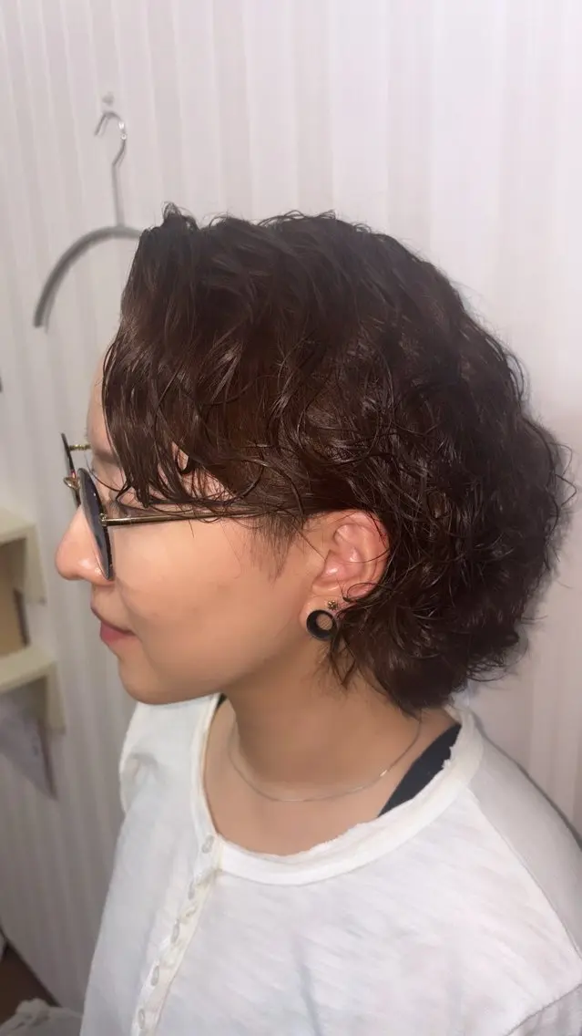 ショート ウルフパーマ＆カット /湘南/ハナメ‎🤍のヘアスタイル