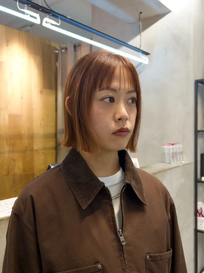 ショート カラー ブラウンカラー オレンジ オレンジブラウン カット ヘアカラー lomalia moekaのヘアスタイル