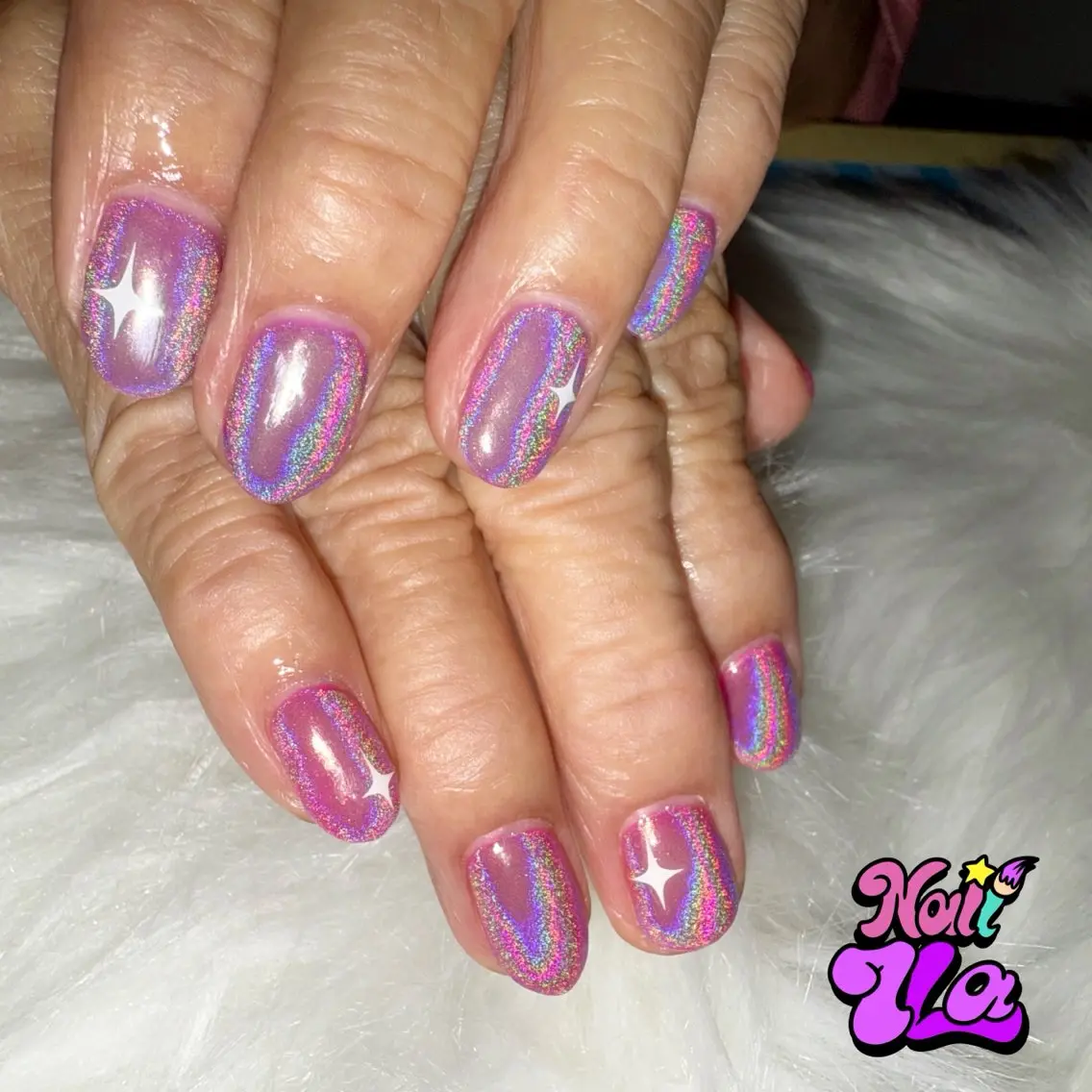 ネイル オーロラネイル ピンク nail 7la 向日市/東向日のネイルデザイン