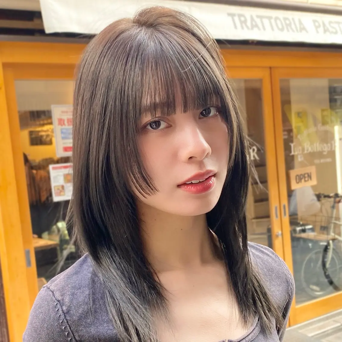 ミディアム カラー オリーブカラー 姫カット カット ヘアカラー トリートメント ハッシュカット/艶感 カラー/ユウキ✨のヘアスタイル
