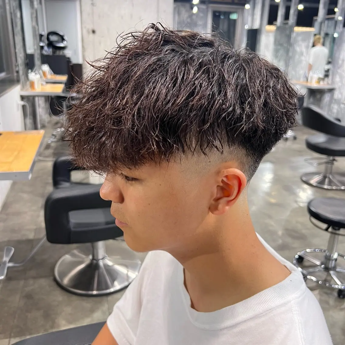 ショート カラー パーマ ヘアアレンジ メンズ キッズ アップバング センターパート メンズハイライト マッシュ メンズパーマ 🔷横浜1のパーマ 職人🔷将太郎のヘアスタイル