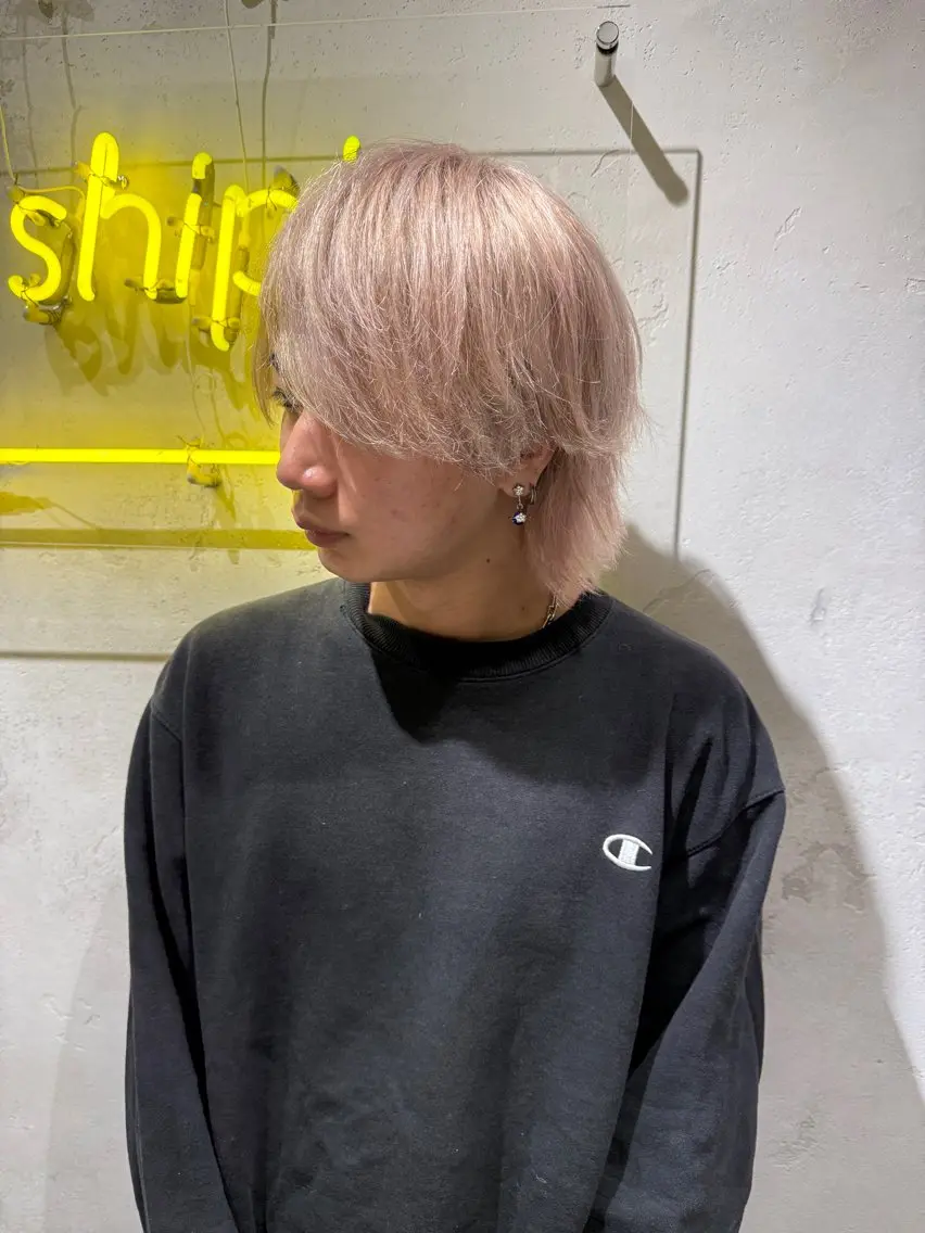 カラー メンズ カット ヘアカラー kanta 梅田 韓国ハイトーンのヘアスタイル