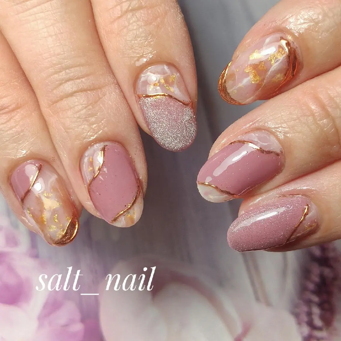 ネイル 大理石ネイル(マーブル) ハンドネイル 個人サロン saltnailのネイルデザイン