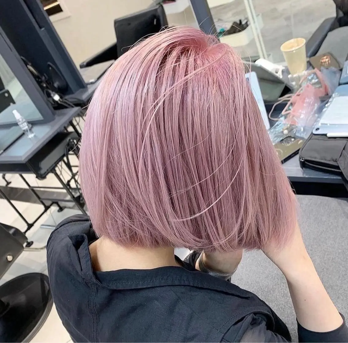 ミディアム カラー ピンクカラー ボブ ナチュラル×色気パ ーマ 渋谷/マナミのヘアスタイル