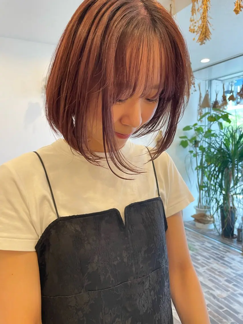 ミディアム カラー カシス レッドカラー ボブ カット ヘアカラー トリートメント m ā l o.🌷 サカモトマイコのヘアスタイル